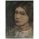 Pietro Annigoni, Female Profile, mixed media