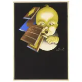 Virginio Bianchi, Chocolate Advertising Sketch, black chalk