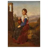 Nicola Palizzi, Water Carrier, oil on paper laid down on canvas
