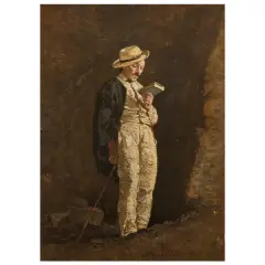 Giuseppe Abbati, A Man Reading, oil on cardboard