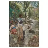 Emilio Gola, Washerwomen At The Valloncello Of Mondonico