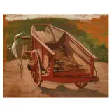 Eugenio Cecconi, Il Carretto Rosso, oil on tavoletta