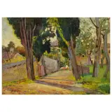 Ulvi Liegi, A Villa In San Virgilio On Lake Garda, oil on cardboard