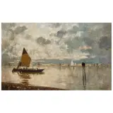 Giuseppe Miti Zanetti, In The Lagoon, oil on canvas
