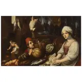 Astolfo Petrazzi, Untitled, KITCHEN INTERIOR WITH A YOUNG WOMAN