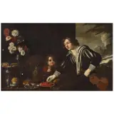 Astolfo Petrazzi, Violinist Tasting Strawberries, oil on canvas