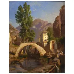 Ercole Gigante, Campanian Village, oil on canvas laid down on canvas