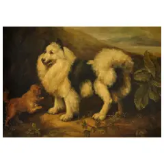 James Northcote, Dogs, oil on canvas laid down on cardboard