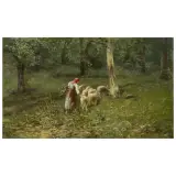Achille Tominetti, Shepherdess With Flock, oil on canvas