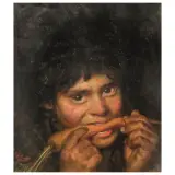 Alessandro Milesi, Boy Eating A Carrot, oil on canvas