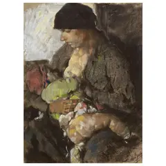 Silvio Bicchi, Nursing Mother, pastel on paper