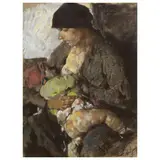 Silvio Bicchi, Nursing Mother, pastel on paper