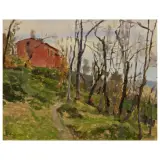 Antonio Schiaffino, Red House, oil on linen_covered board