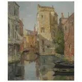 Angelo Pavan, Rio De San Stin. Venice, oil on panel