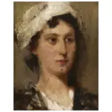 Gaetano Previati, Female Portrait, oil on panel