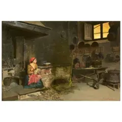 Giuseppe Costantini, Interior Scene, oil on panel