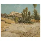 Eugenio Monteforte, View Of A Hilltop Village, oil on canvas