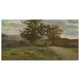 Luigi Gioli, View Of Countryside With Knight, oil on canvas