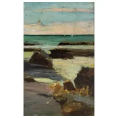 Scoglio Del Romito by Ulvi Liegi, oil on canvas laid down on cardboard, offered Oct 2025