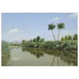 Guido Spadolini, Along The River, oil on masonite