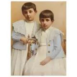 Ferenc Krutsay, Portrait Of Twins, oil on canvas