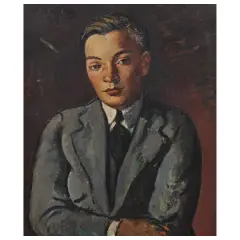 Piero Marussig, Portrait Of A Young Boy, oil on plywood