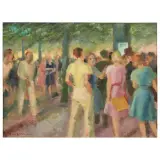 Gino DeFinetti, Young People In The Park, oil on canvas