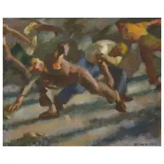 Gino DeFinetti, Scuffle, oil on canvas