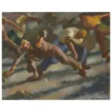 Gino DeFinetti, Scuffle, oil on canvas