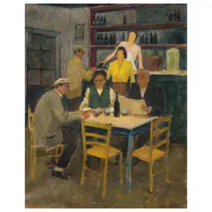 At The Cafe by Giuseppe Malagodi, oil on canvas, offered Oct 2025