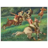 Gino DeFinetti, Polo Players, oil on plywood