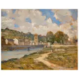 Galileo Chini, The Arno River In Bellariva, oil on plywood
