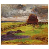 Ulvi Liegi, Countryside With Covon, oil on cardboard