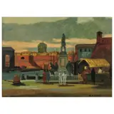 Monument Of The Four Moors. Livorno by Renato Natali, oil on plywood, offered Oct 2025