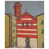 Moses Levy, Chiesa Rossa, oil on canvas applicata on cardboard