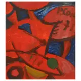 Primo Conti, Red Target, oil on cardboard
