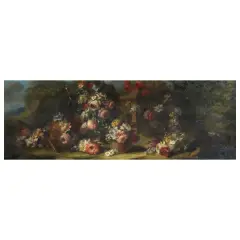 Floral Composition With A Landscape Background by Gaspare Lopez, offered Oct 2025
