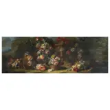 Gaspare Lopez, Floral Composition With A Landscape Background