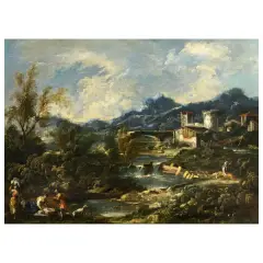 Marco Ricci, River Landscapes With Fishermans, a pair of paintings