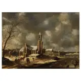 Anthonie Beerstraaten, Snow-Clad Landscape, oil on canvas