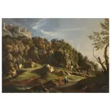 Michele Pagano, Country Scene With Figures, oil on canvas