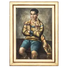 Fanciullo con sciarpa by Primo Conti, oil on canvas, offered Sep 2025