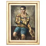 Primo Conti, Fanciullo con sciarpa, oil on canvas
