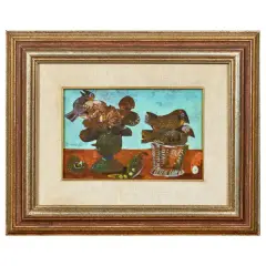 Antonio Possenti, Birds, oil on canvassed cardboard