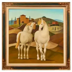 Roberto Masi, Cavalli nel senese, oil on canvas