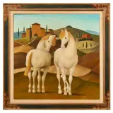Roberto Masi, Cavalli nel senese, oil on canvas