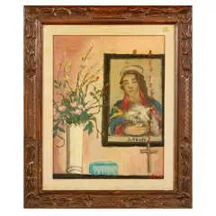 S. Agnes by Guido Peyron, oil on canvas applied on panel, offered Jul 2025