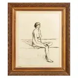 Ottone Rosai, Seated figure Indian, ink on paper