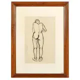Ottone Rosai, Male nude from behind, mixed media on paper