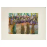 Cesare Mirabella, Ulivi all'alba, pastels and oil on paperboard